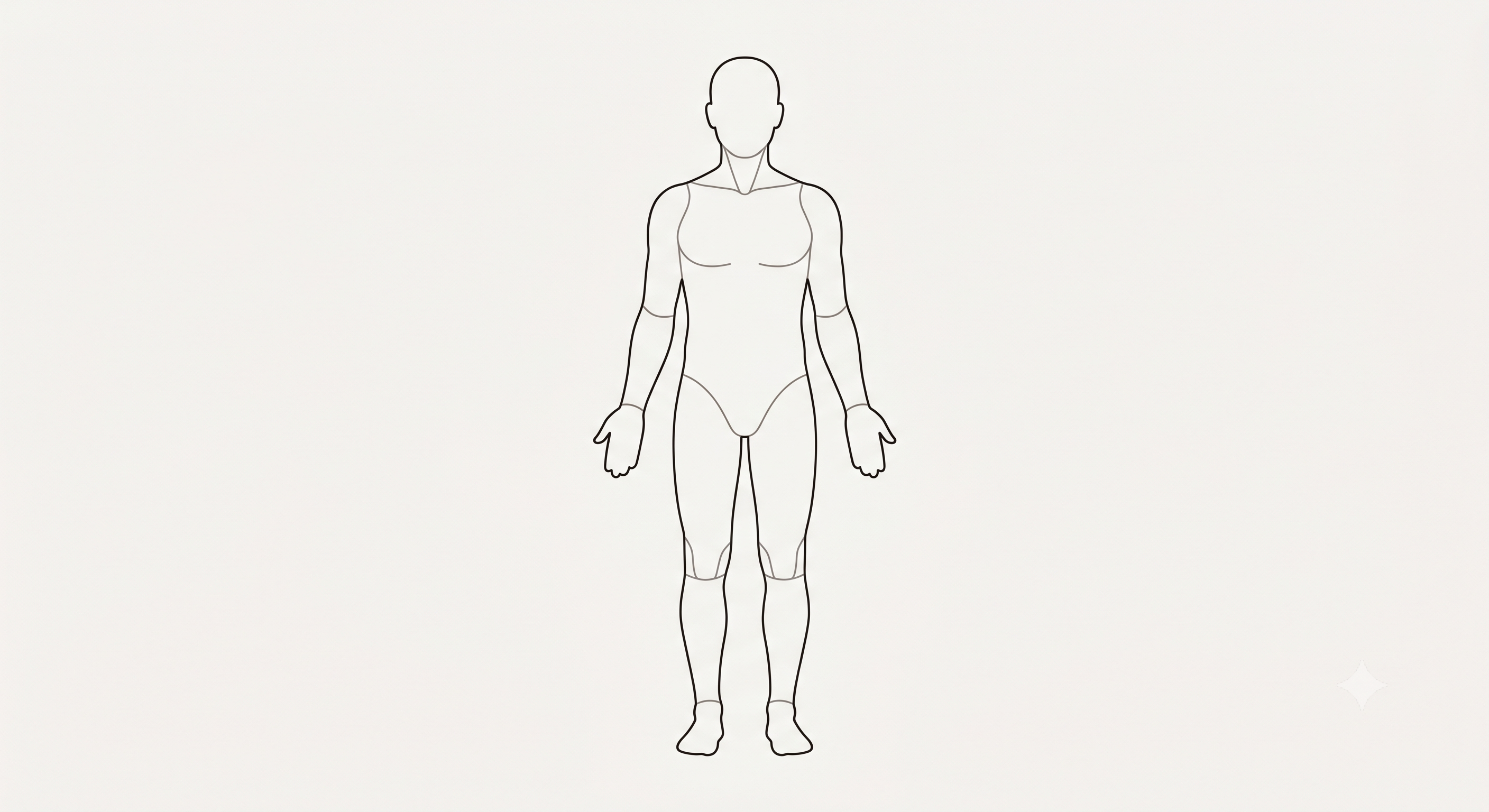 Body silhouette used to show documented injury types