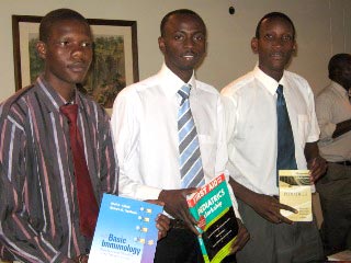 Students with donated books