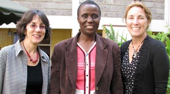 Susannah Sirkin with two doctors