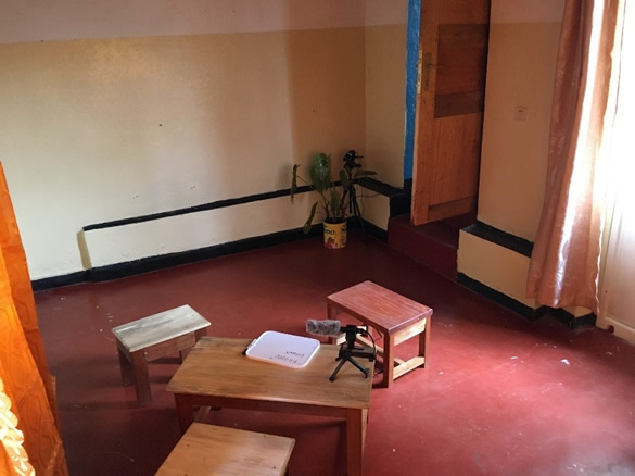 An interview room in Kavumu for recording survivor testimonies to be entered as evidence in the upcoming trial. | PHR Photo